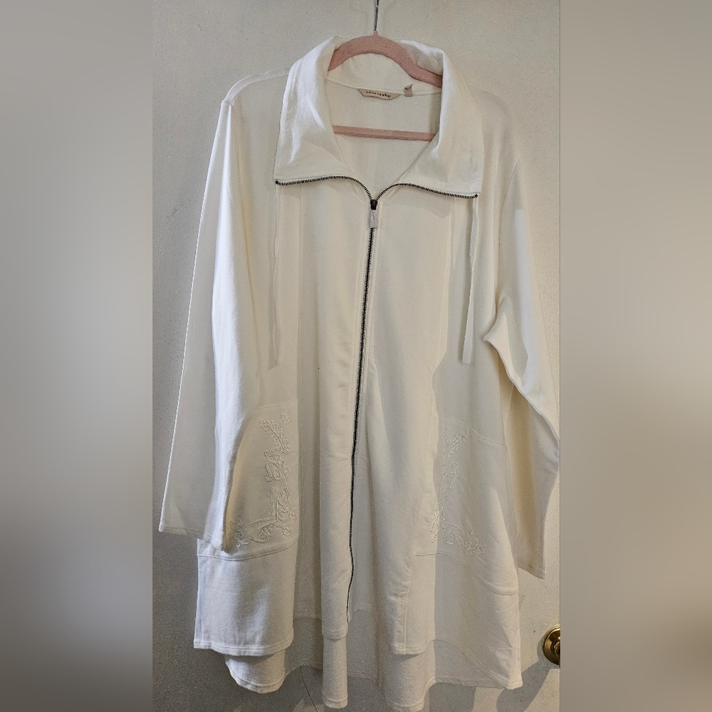 Soft Surroundings White Zip-Up Sweatshirt